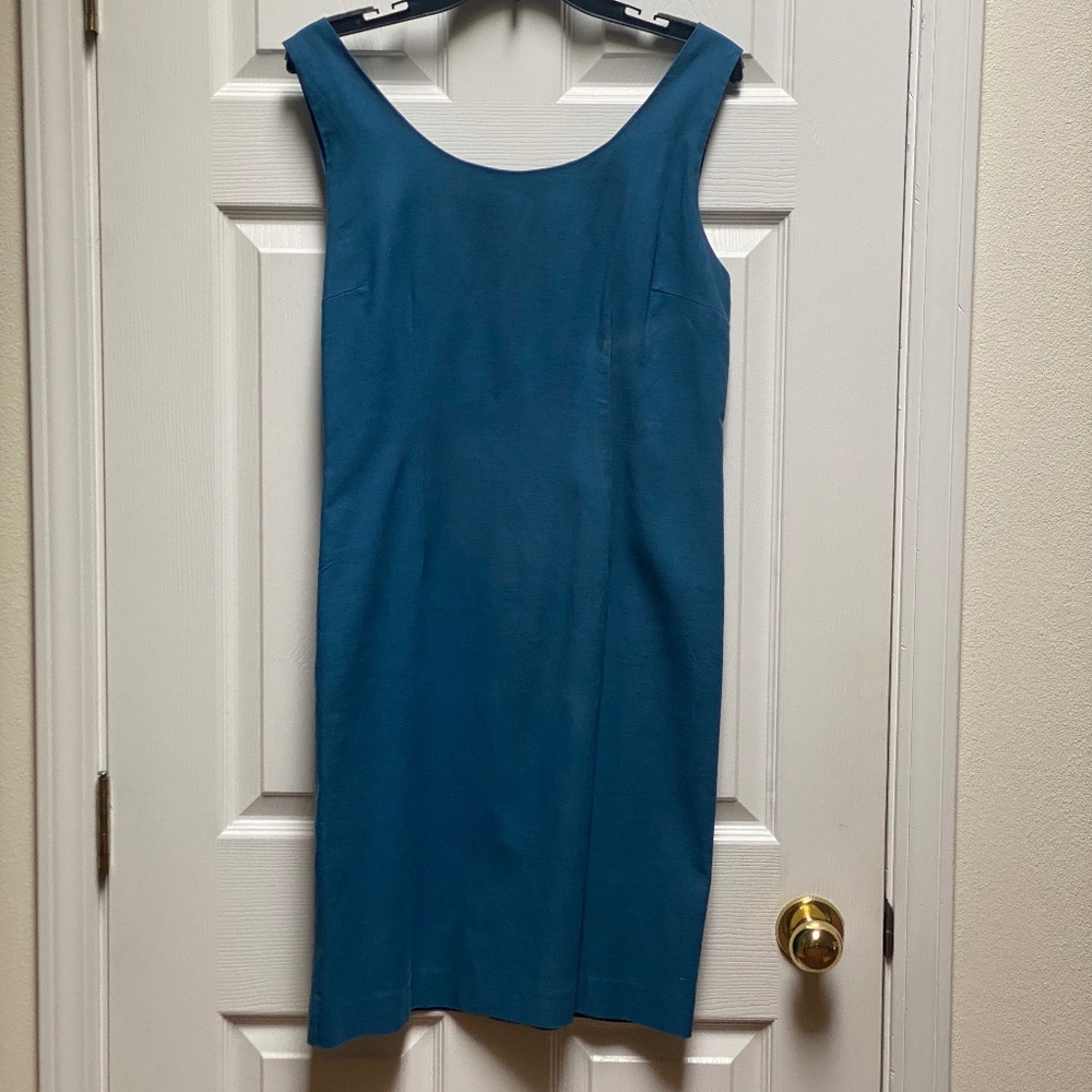 Blue Sleeveless Sheath Dress.